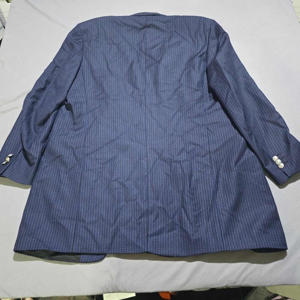 Wool Blazer Mens 42R Navy Blue 5-Button Micro Pattern Made in Canada - Picture 12 of 13